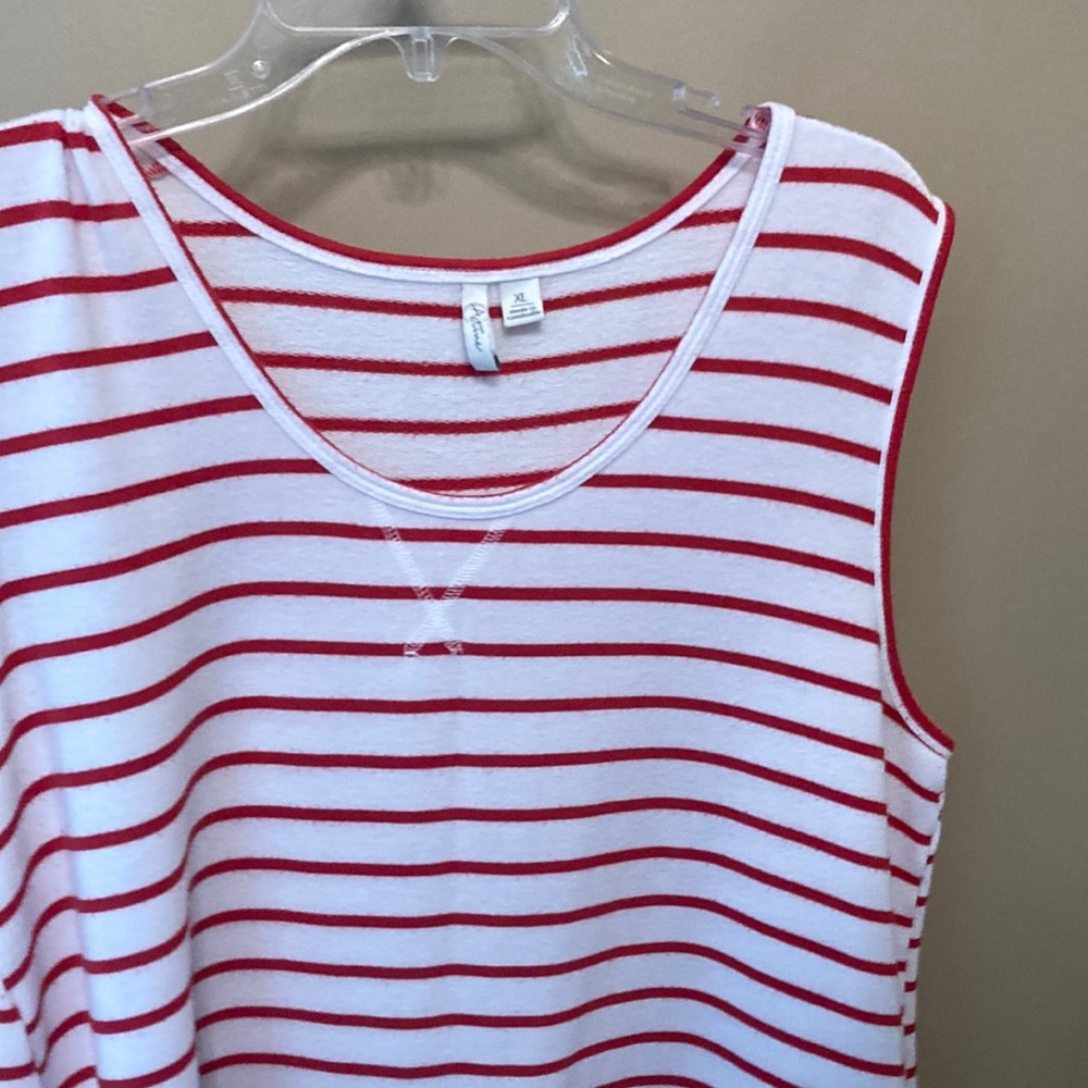 Active USA Red and White Striped Tank Top